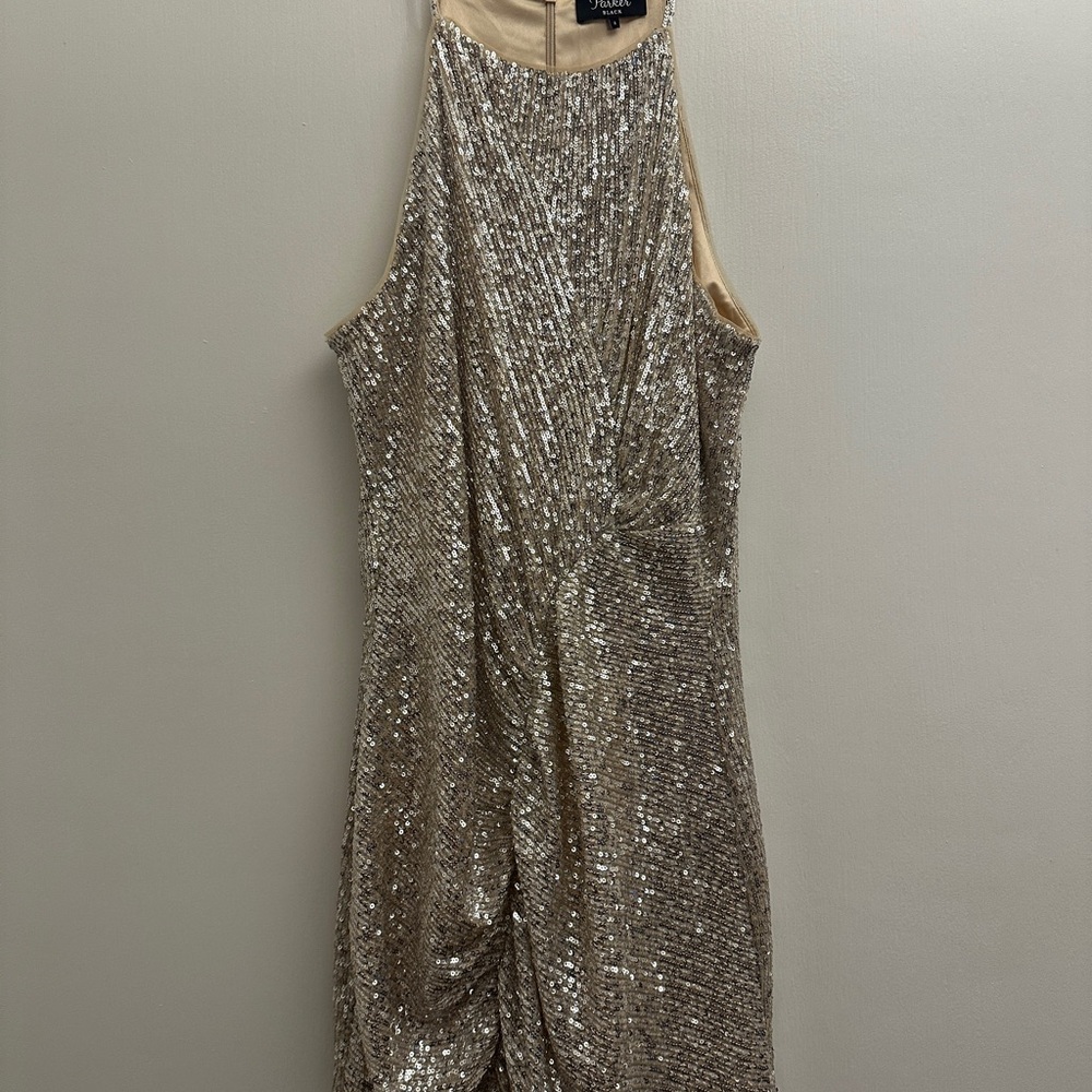 Parker Gold Sequin Backless Dress